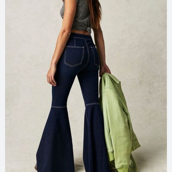 Free People Dark Blue Flare Jeans size 27 - Picture 2 of 12